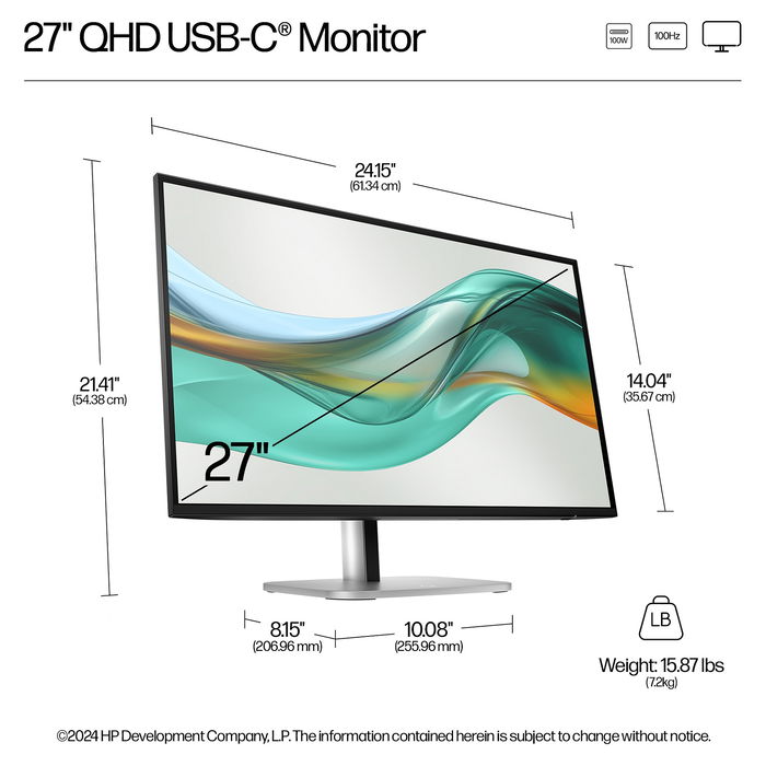 HP Monitor 527pu 27" QHD IPS 2560x1440 100Hz USB-C 350cd 5ms