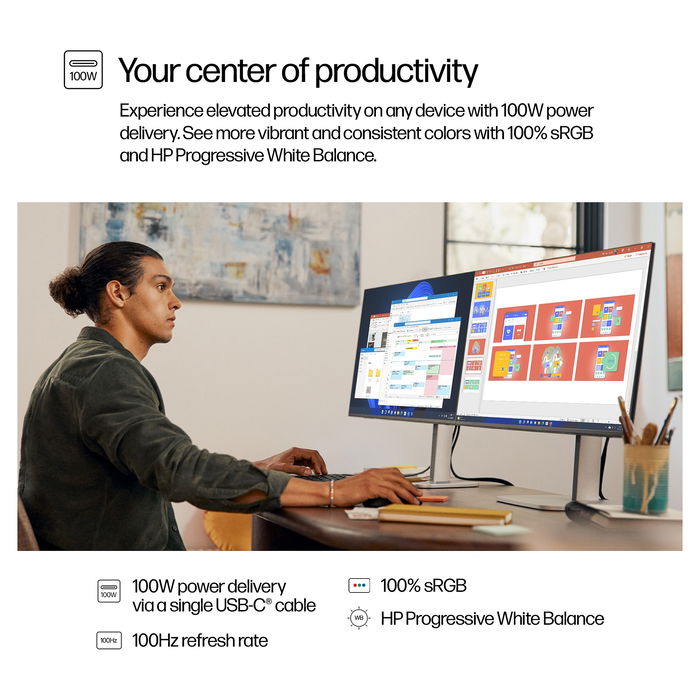 HP Monitor 527pu 27" QHD IPS 2560x1440 100Hz USB-C 350cd 5ms