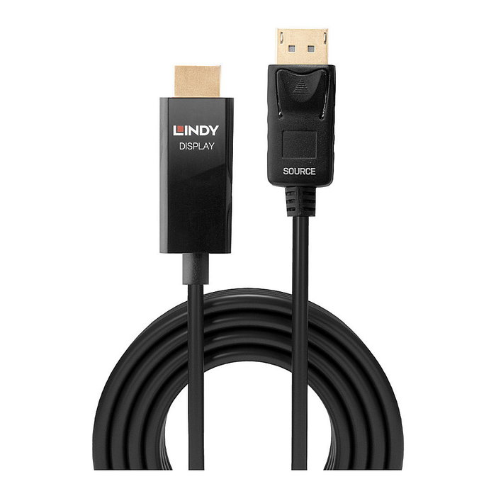 Lindy Adaptador DisplayPort a HDMI 1m 40925, HDR, 4K 4096 x 2160, Versiones HDMI 2.0 y DisplayPort 1.2, Negro, Macho a Macho, Cables de PC