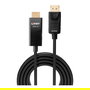 Lindy Adaptador DisplayPort a HDMI 1m 40925, HDR, 4K 4096 x 2160, Versiones HDMI 2.0 y DisplayPort 1.2, Negro, Macho a Macho, Cables de PC