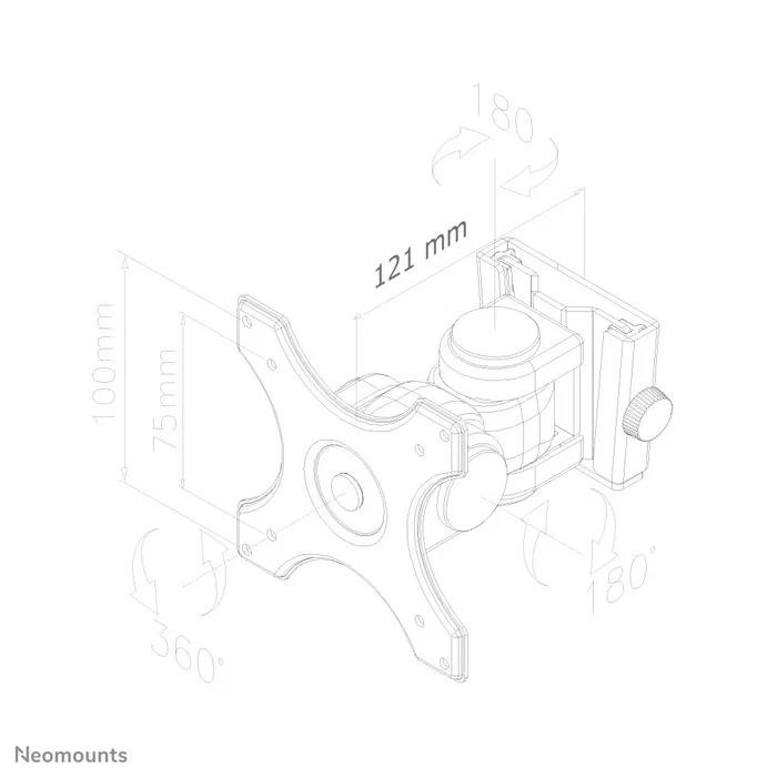 Neomounts Soporte de Pared FPMA-W250BLACK para TV y Monitores, Inclinación y Giro, Compatible con 10"-30", VESA 75x75/100x100 mm, Hasta 12 kg, Color Negro