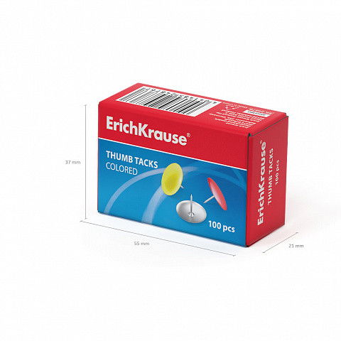 Erich Krause Chinchetas de Colores Caja 100 uds Referencia 24876 Metal Acero Resistente Corrosion Colores Surtidos Alta Calidad Uso Multiple