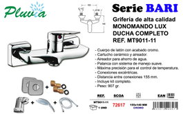PLUVIA Bari Grifo Monomando Lux Ducha Flexo + Mango MT9011-11