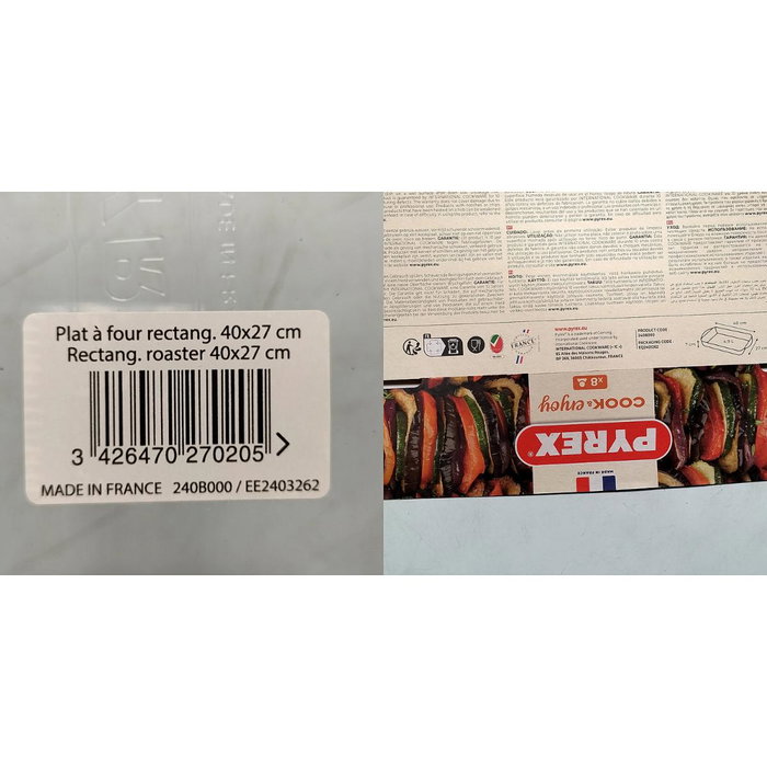 Pyrex® Fuente Rectangular Cook&Enjoy 40,3x26,3x7,3 cm, Vidrio Transparente Pyrex® Fuente Rectangular Cook&Enjoy 40,3x26,3x7,3 cm, Vidrio Transparente