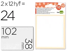 Liderpapel Etiquetas Adhesivas Blancas 38x102 mm (10+2 hojas)