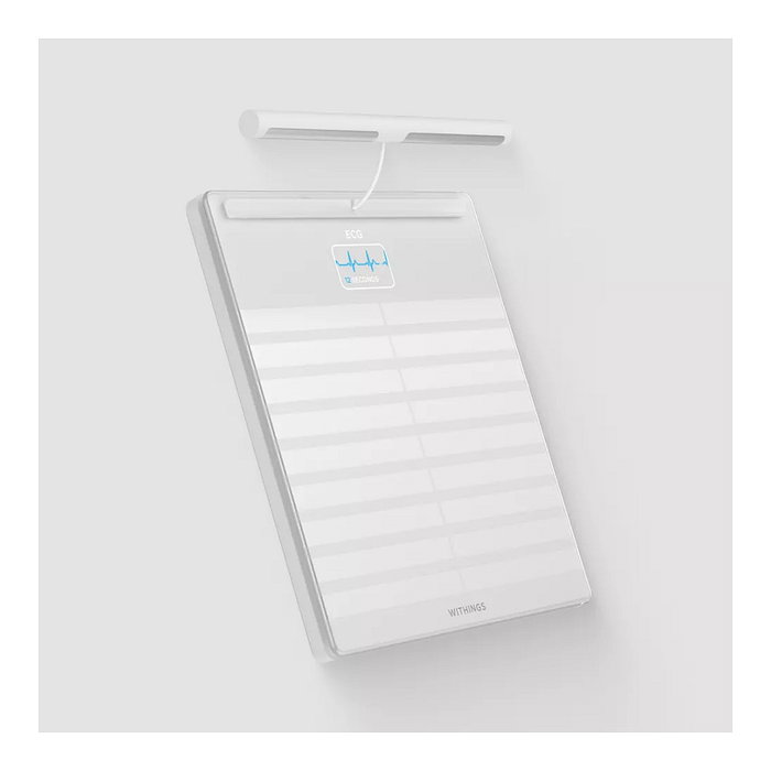 Withings Body Scan - Báscula Inteligente Bluetooth/Wi-Fi, Blanco - Análisis Corporal, Grasa, Músculo, Agua, Frecuencia Cardíaca, 200 kg, 8 Usuarios