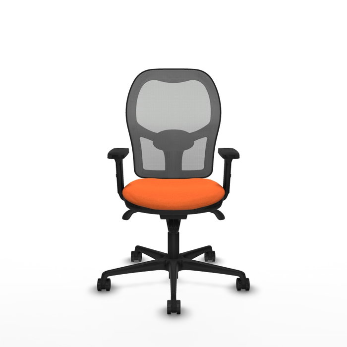 PIQUERAS Y CRESPO Silla de oficina Jorquera con mecanismo Sincro, tela naranja y malla gris