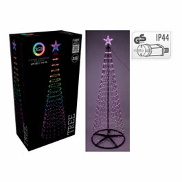 Basics Árbol de Navidad con 370 LEDs RGB y Estrella, Negro, 2,10 m