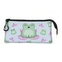 Oh My Pop! Froggy Estuche Portatodo Triple 23 x8 x11 cm, 3 compartimentos, Cierre cremallera