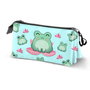 Oh My Pop! Froggy Estuche Portatodo Triple 23 x8 x11 cm, 3 compartimentos, Cierre cremallera