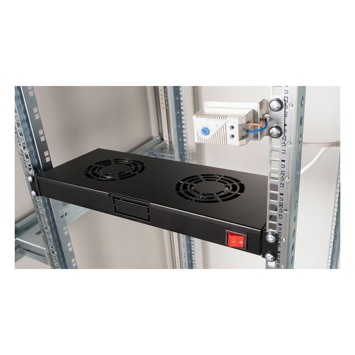 EQUIP EZF-2-B Módulo Ventilador para Rack 19" 1U, 2 Ventiladores de 12 cm, Color Negro RAL9005