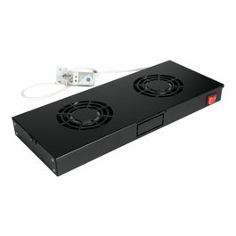 EQUIP EZF-2-B Módulo Ventilador para Rack 19" 1U, 2 Ventiladores de 12 cm, Color Negro RAL9005