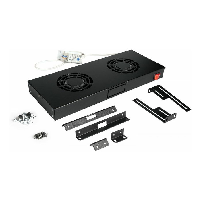 EQUIP EZF-2-B Módulo Ventilador para Rack 19" 1U, 2 Ventiladores de 12 cm, Color Negro RAL9005