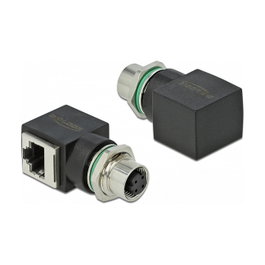 DeLOCK 66312 Adaptador de red M12 D-codificado 4 pin hembra a RJ45 hembra