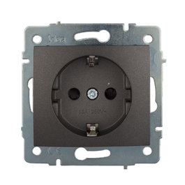 Solera Base Eléctrica Fija 2P+T para Empotrar Sin Marco 16A 250V~ IP40 Libre de Halógenos Color Grafito