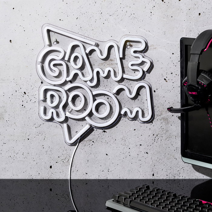 Home Deco Factory Deco Neón LED USB 'Game Room' - Letrero luminoso decorativo, conexión USB, 30x28 cm