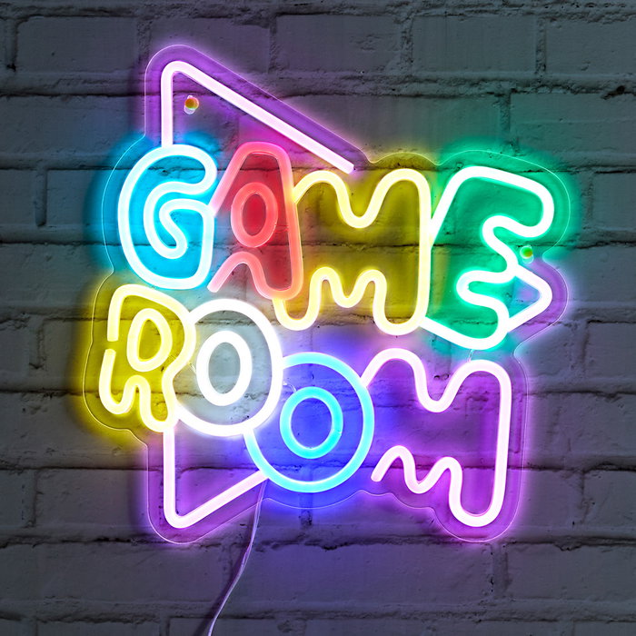 Home Deco Factory Deco Neón LED USB 'Game Room' - Letrero luminoso decorativo, conexión USB, 30x28 cm