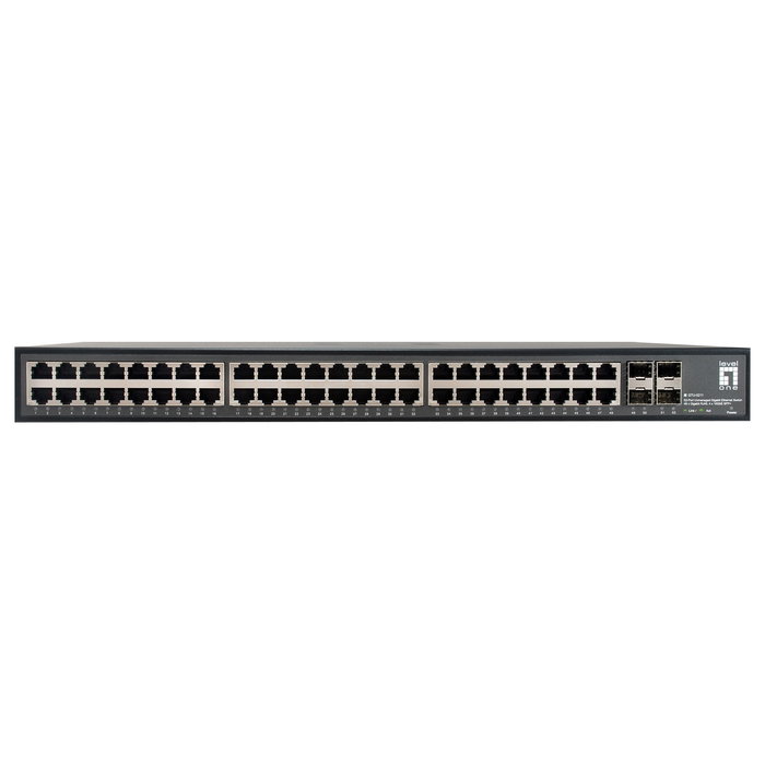 Level One Switch GTU-5211 48x GE 4x10GSFP+ Montaje en Rack 19"