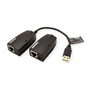 VALUE USB 2.0 Extensión sobre RJ45 Cable 0.15m Cat5e Cat6, Negro, Ref. 12.99.1123