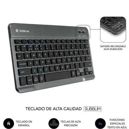 Subblim SUBKT3-BTL330 Funda con Teclado Bluetooth QWERTY ES para Lenovo Tab 2025 11.5" Negra