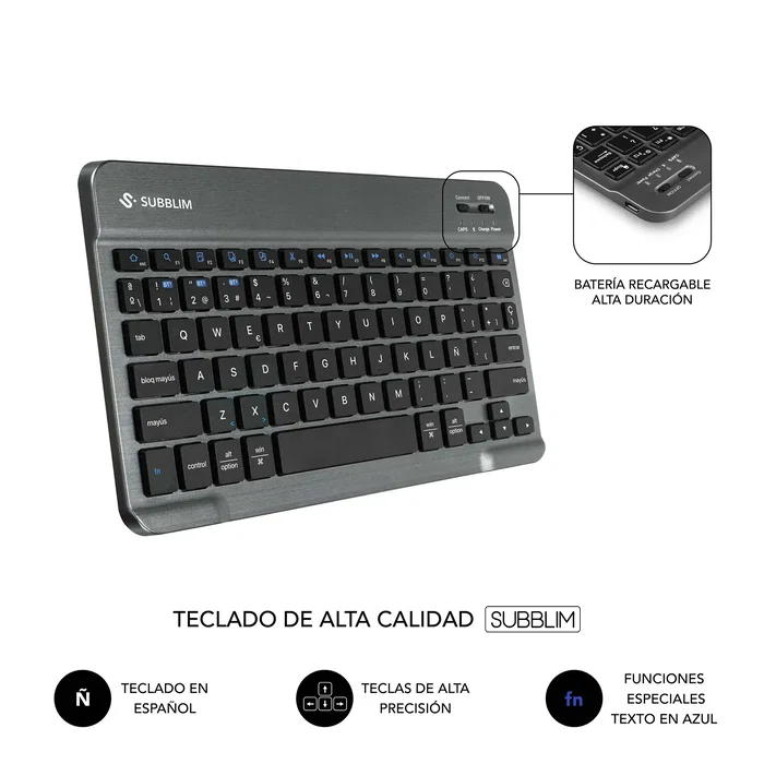 Subblim Keytab Pro BT Funda con Teclado para Lenovo Tab Plus 11.5 pulg 2025, Negra
