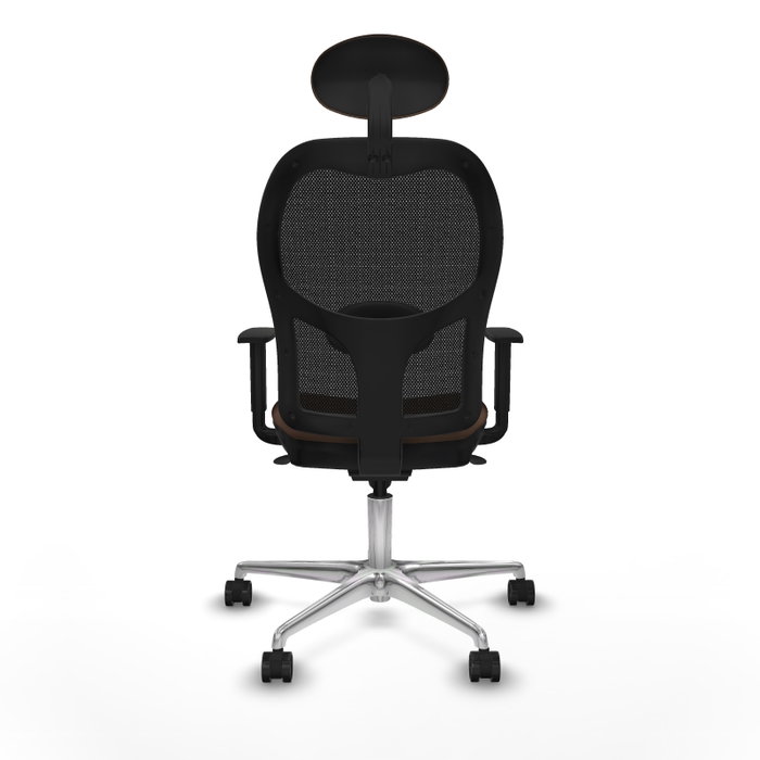 PIQUERAS Y CRESPO Silla de oficina Jorquera con mecanismo Sincro, tela marrón y malla negra PIQUERAS Y CRESPO Silla de oficina Jorquera con mecanismo Sincro, tela marrón y malla negra