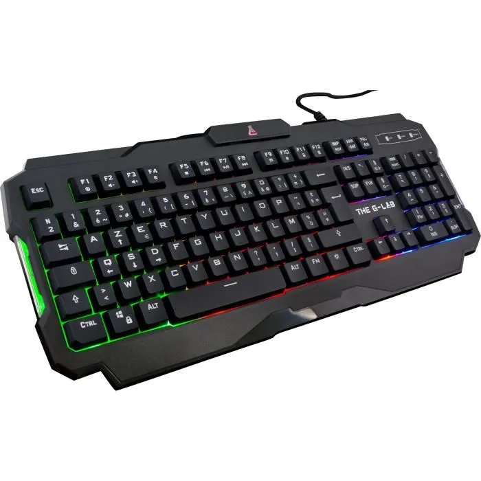 THE G-LAB COMBO-ACTINIUM/FR Combo Gaming 4 en 1: Teclado Retroiluminado, Ratón Retroiluminado, Auriculares con Cable y Alfombrilla