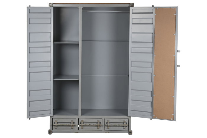 DKD Home Decor Armario Vintage Gris Metal 112 x 46 x 174 cm