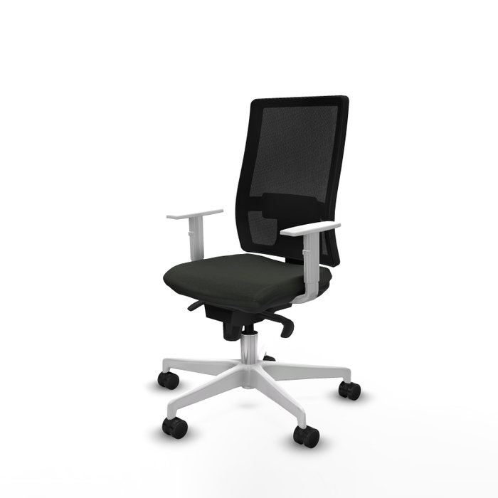 PIQUERAS Y CRESPO Silla de oficina Horna con mecanismo Sincro, Negra con reposabrazos blancos PIQUERAS Y CRESPO Silla de oficina Horna con mecanismo Sincro, Negra con reposabrazos blancos