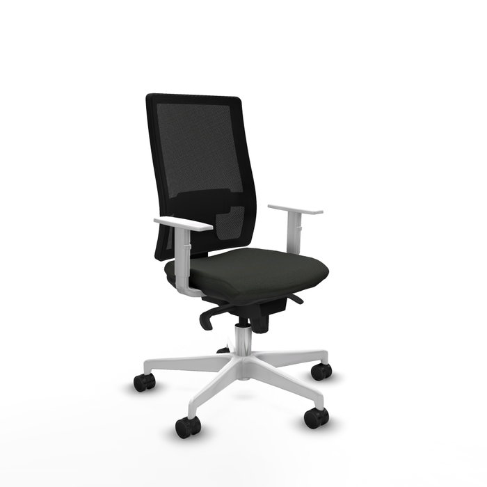 PIQUERAS Y CRESPO Silla de oficina Horna con mecanismo Sincro, Negra con reposabrazos blancos PIQUERAS Y CRESPO Silla de oficina Horna con mecanismo Sincro, Negra con reposabrazos blancos