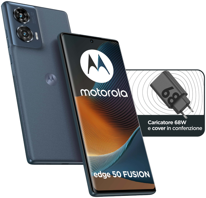 Motorola Moto Edge 50 Fusion - Smartphone 5G, Pantalla P-OLED 6.7" 144Hz, Snapdragon 7s Gen 2, 12GB RAM + 256GB, Cámara 50MP, 5000mAh, Android 14, Color Azul Forest