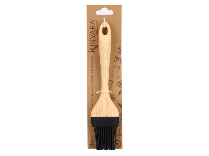 Kinvara Pincel de Silicona Negra con Mango de Madera 23 cm x 2 cm x 5 cm (Set de 24)