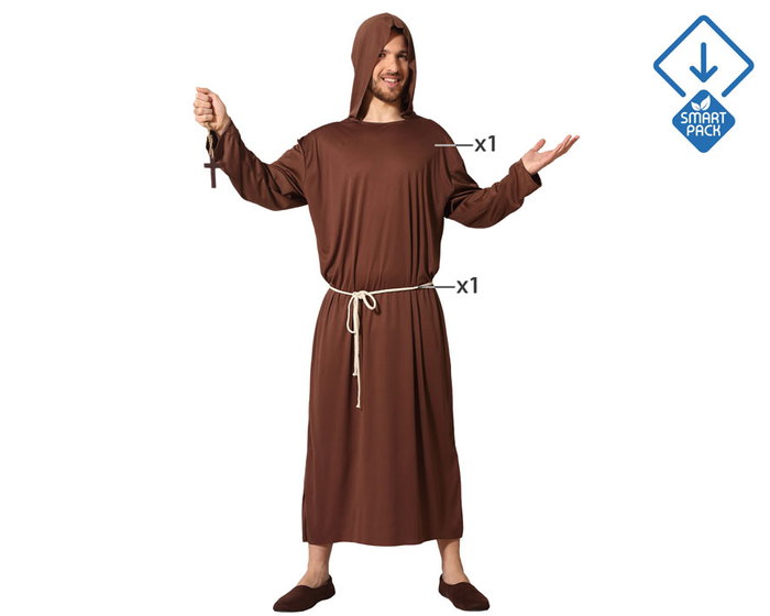 Disfraz de Monje Hombre Adulto Marrón XS-S Disfraz de Monje Hombre Adulto Marrón XS-S