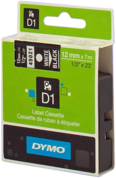 Dymo Cinta D1 12mm x 7m Blanco sobre negro