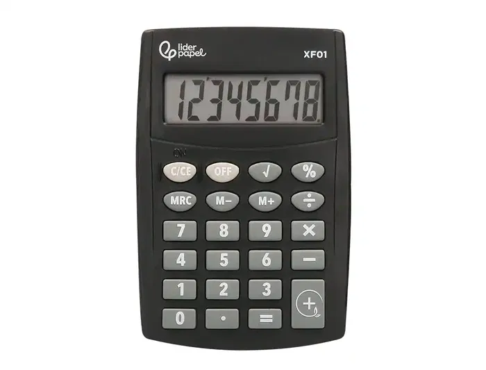 Liderpapel Calculadora de Bolsillo xf01 8 Dígitos Pilas Color Negro 99x64x9 mm