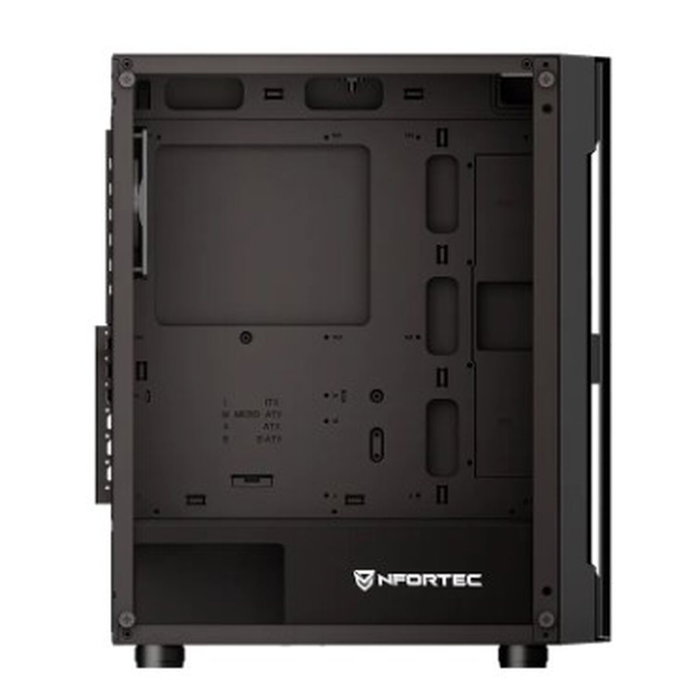 Nfortec Caja Gaming Azir ATX Negra - Torre Media con 4 Ventiladores A-RGB, Cristal Templado, Soporta Placas ATX, 330mm GPU, Ref. NF-CS-AZIR-B