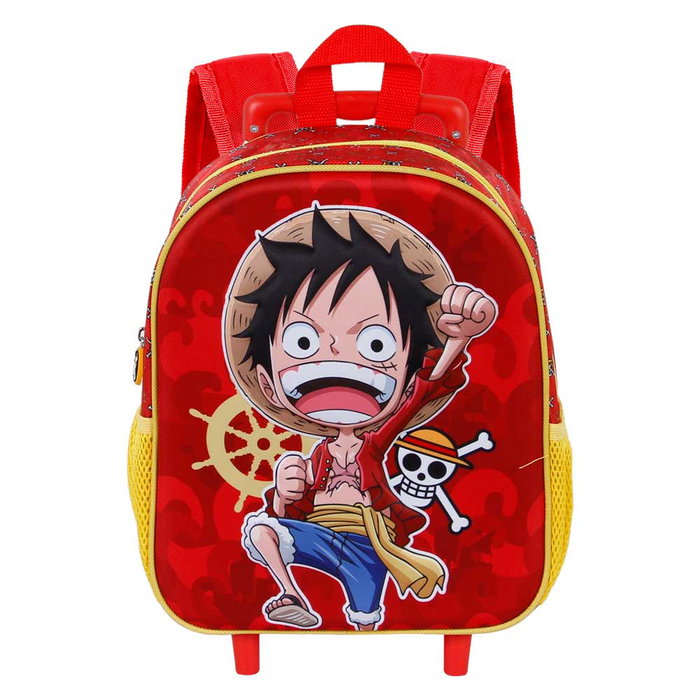 One Piece Mochila 3D con Ruedas Pequeña Luffy Rojo