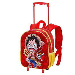 One Piece Mochila 3D con Ruedas Pequeña Luffy Rojo