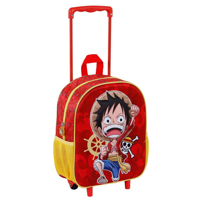 One Piece Mochila 3D con Ruedas Pequeña Luffy Rojo