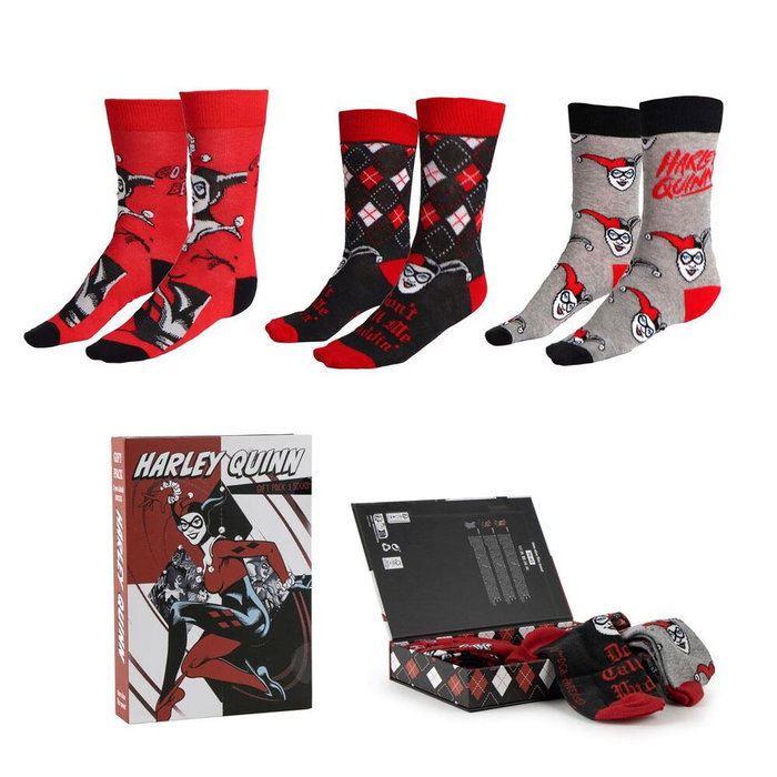 Cerdá Pack de 3 pares de calcetines Harley Quinn DC Comics, talla 36-43 Cerdá Pack de 3 pares de calcetines Harley Quinn DC Comics, talla 36-43