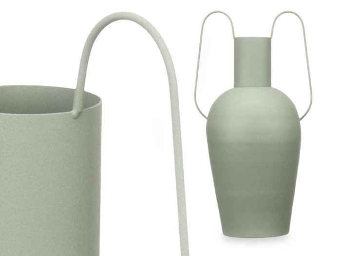 Giftdecor Jarrón de Acero Verde Pastel con Doble Asa 45x24x18 cm (Set de 4)