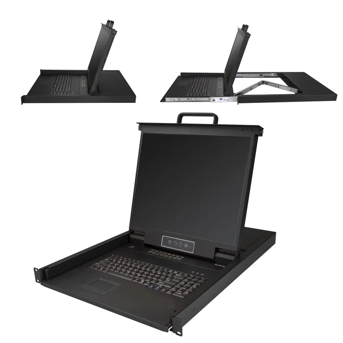 StarTech Consola KVM de 16 puertos con monitor LCD de 19 pulgadas RKCONS1916K