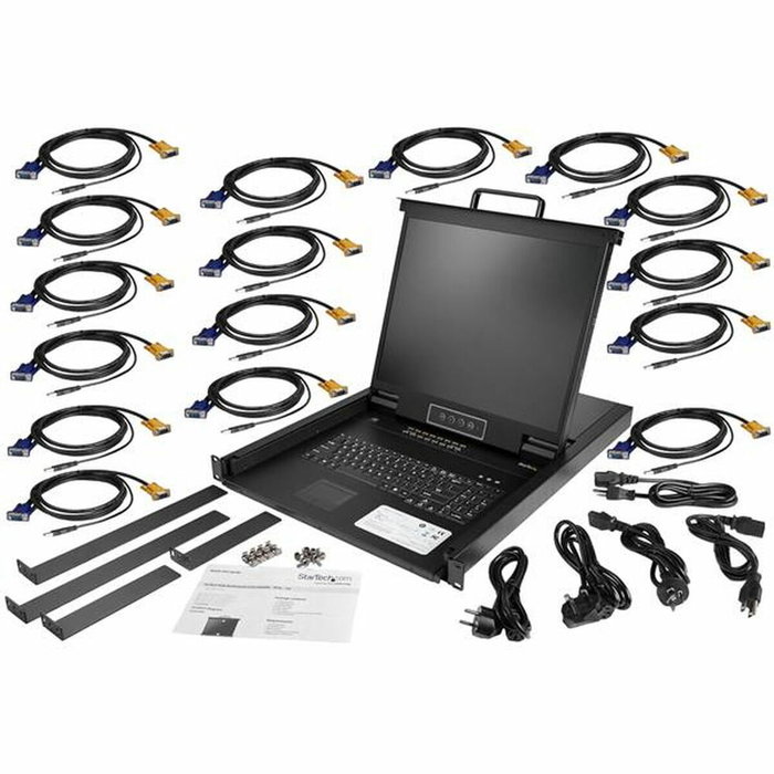 StarTech Consola KVM de 16 puertos con monitor LCD de 19 pulgadas RKCONS1916K