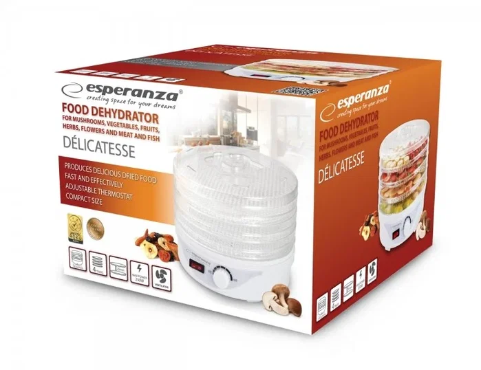 Esperanza EKD003 Deshidratador de Alimentos Blanco, Transparente, 250 W