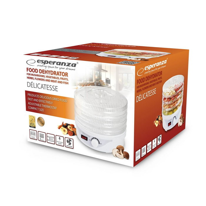 Esperanza EKD003 Deshidratador de Alimentos Blanco y Transparente 250 W Esperanza EKD003 Deshidratador de Alimentos Blanco y Transparente 250 W