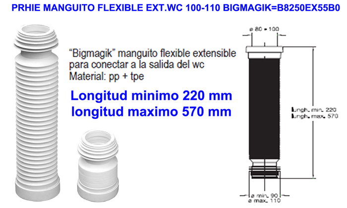 Prhie Manguito Flexible Extensible Bigmagik 110 mm ø110mm B8250EX55B0 Prhie Manguito Flexible Extensible Bigmagik 110 mm ø110mm B8250EX55B0