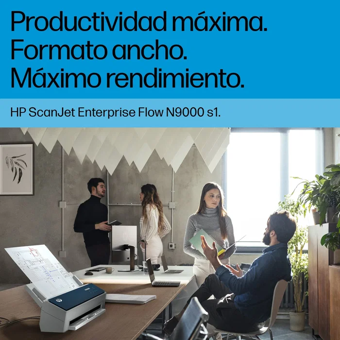 HP ScanJet Enterprise Flow 9000 s1 Escáner alimentado con hojas A3 hasta 600 x 600 DPI 80 ppm/160 ipm ADF 100 páginas Azul y Blanco