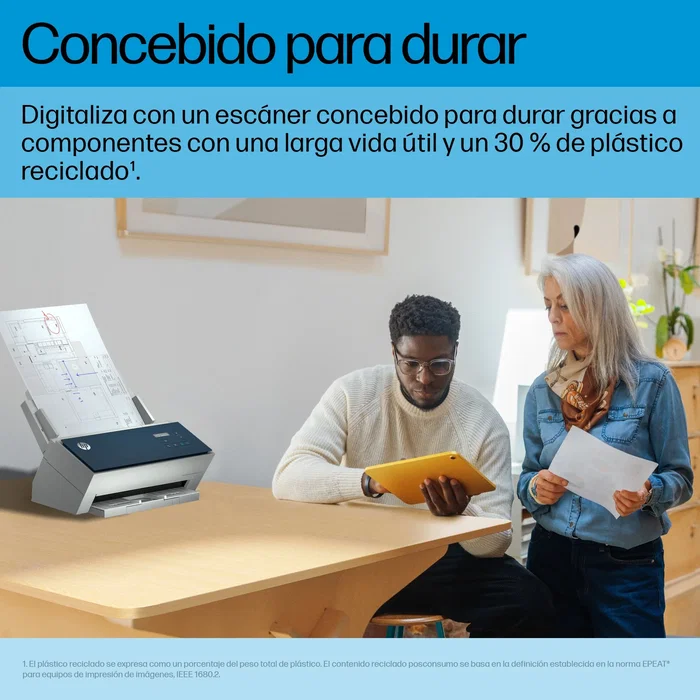 HP ScanJet Enterprise Flow 9000 s1 Escáner alimentado con hojas A3 hasta 600 x 600 DPI 80 ppm/160 ipm ADF 100 páginas Azul y Blanco