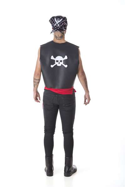 Creaciones Llopis Disfraz Adulto Pirata Chaleco-Pañuelo Talla XL Negro