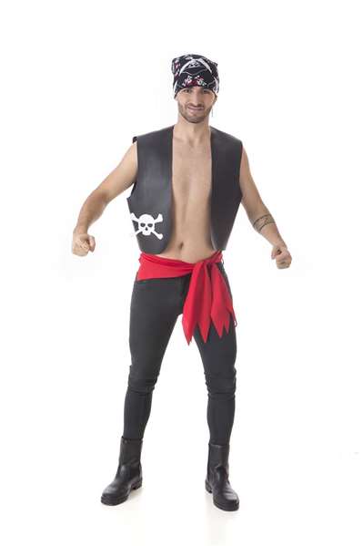 Creaciones Llopis Disfraz Adulto Pirata Chaleco-Pañuelo Talla XL Negro